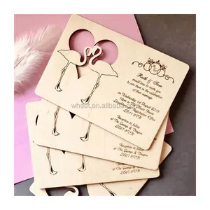 Fábrica china, muchos diseños de corte láser personalizado Tarjeta de invitaciones de boda