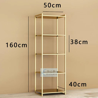 Étagères de présentation de chaussures à talons hauts dorées autoportantes, présentoirs en bois pour sacs à main, support de table pour chaussures et sacs en magasin