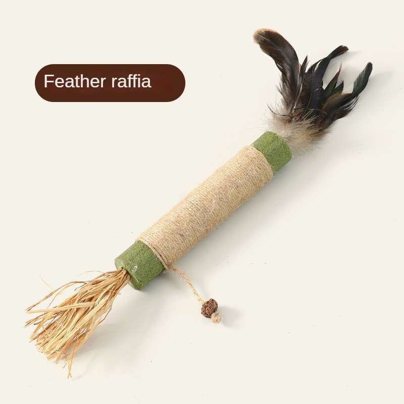 Bâton d'herbe à chat en plumes de raphia