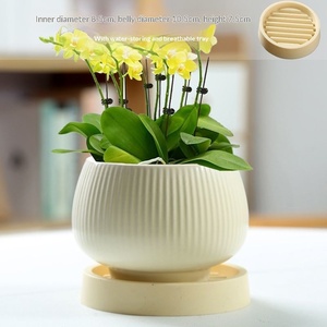 <span class=keywords><strong>Maceta</strong></span> de Cerámica Simple de Lujo al por Mayor con Bandeja para Phalaenopsis, Resistente a la Corrosión, Tamaño Pequeño, para Escritorio/Suelo - Product Image 6