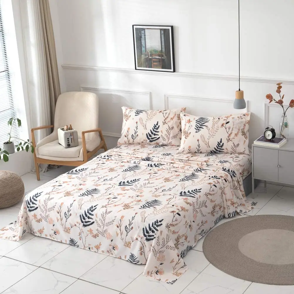 In Lá In Sợi Nhỏ Polyester Bedsheet Bedding Sheet Set Duvet Set