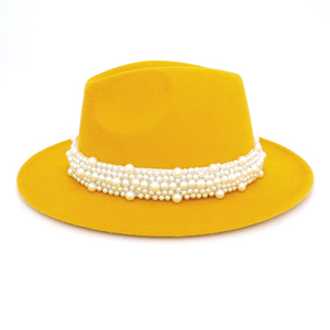 Chapeaux avec perles pour femme, chaîne, fausse perle, diamant, accessoires de décoration, bijoux en <span class=keywords><strong>feutre</strong></span>, tendance - Product Image 1