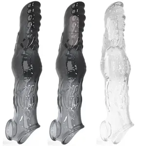 Vibrador para aumento do pênis, preservativo reutilizável com anel de 7cm, brinquedo sexual para homens, ponto G, atraso vibratório para a ejaculação