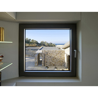 Ventana Abatible Residencial de Aluminio con Doble Acristalamiento, Ahorro de Energía, Manija Europea, Rejilla Decorativa y Vidrio Decorativo Resistente a la Intemperie
