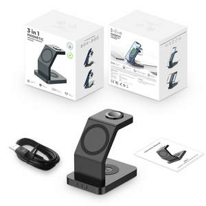Support de charge <span class=keywords><strong>sans</strong></span> fil magnétique 3 en 1 pour Macsaf iPhone 14 13 Pro Max Airpods <span class=keywords><strong>Apple</strong></span> <span class=keywords><strong>Watch</strong></span> 15W Station de charge rapide pour téléphone portable - Product Image 6