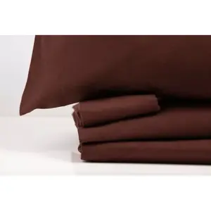 Juego de Sábanas Individuales de Franela 100% Algodón, Transpirables, para Uso Doméstico, Teñido Liso, Estilo Sólido, Ropa de Cama para Adultos - Product Image 4