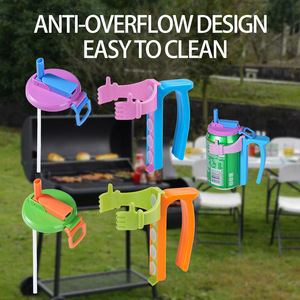Nouveaux couvercles et supports jetables en <span class=keywords><strong>plastique</strong></span> pour canettes de soda, avec couvercle anti-débordement et support pour <span class=keywords><strong>paille</strong></span>, pour fêtes - Product Image 1