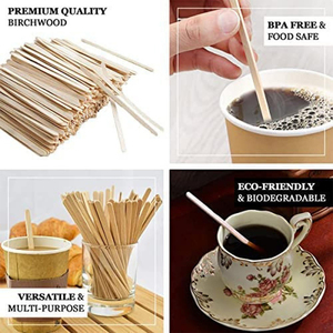 Senfenghe CS-001 140mmx5mmx1.3mm Eco-Friendly Disposable Birch Wood Flat Tea <strong>Stick</strong> for Coffee <strong>Milk</strong> Blender - Product Image 3