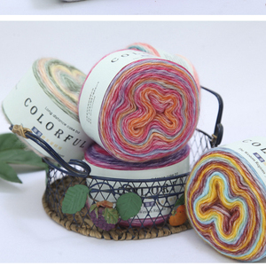 Fabbrica all'ingrosso moda colore <span class=keywords><strong>misto</strong></span> arcobaleno sciarpa <span class=keywords><strong>lana</strong></span> acrilico torta <span class=keywords><strong>misto</strong></span> cotone uncinetto filato - Product Image 3