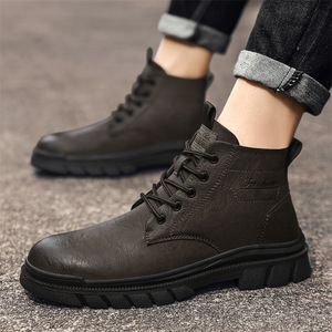 Botas para Hombre, Altura al Tobillo, Punta Redonda, Microfibra, Cierre de Cordones, Suela de Goma Antideslizante, Color Sólido, Casuales, para Exteriores - Product Image 3
