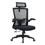 Chaise de bureau réglable Yaheetech, chaise de bureau ergonomique en maille avec support lombaire, chaise d'ordinateur pivotante avec accoudoirs rabattables