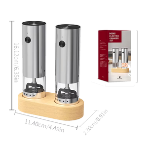 Juego de Molinillos de Sal y Pimienta Recargables de Acero Inoxidable, Molinillos Eléctricos Automáticos con Base de Almacenamiento para Uso en Restaurantes - Product Image 1