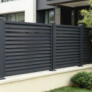 Clôture en aluminium à lamelles abordable, <span class=keywords><strong>protection</strong></span> solaire et prévention de la rouille, couleur crème/noir/gris, clôture d'intimité sur mesure de 1,8/2 m de hauteur - Product Image 5