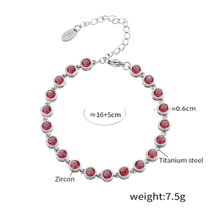 Adjustable Multicolor CZ Tennis <b>Bracelet</b> 14K Gold Plated Stainless Steel Bezel Set Green Pink <b>Red</b> White Blue Zircon <b>Bracelet</b> - Product Image 5