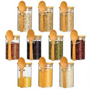 Tarro de almacenamiento de cocina de vidrio de borosilicato alto con tapa de bambú y cuchara para especias, té, sal, contenedor hermético duradero para alimentos - Product Image 6