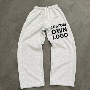 Pantalon de survêtement en coton éponge épais de haute qualité unisexe Pantalon de survêtement ample à jambe large Vêtements personnalisés pour hommes et femmes - Product Image 4