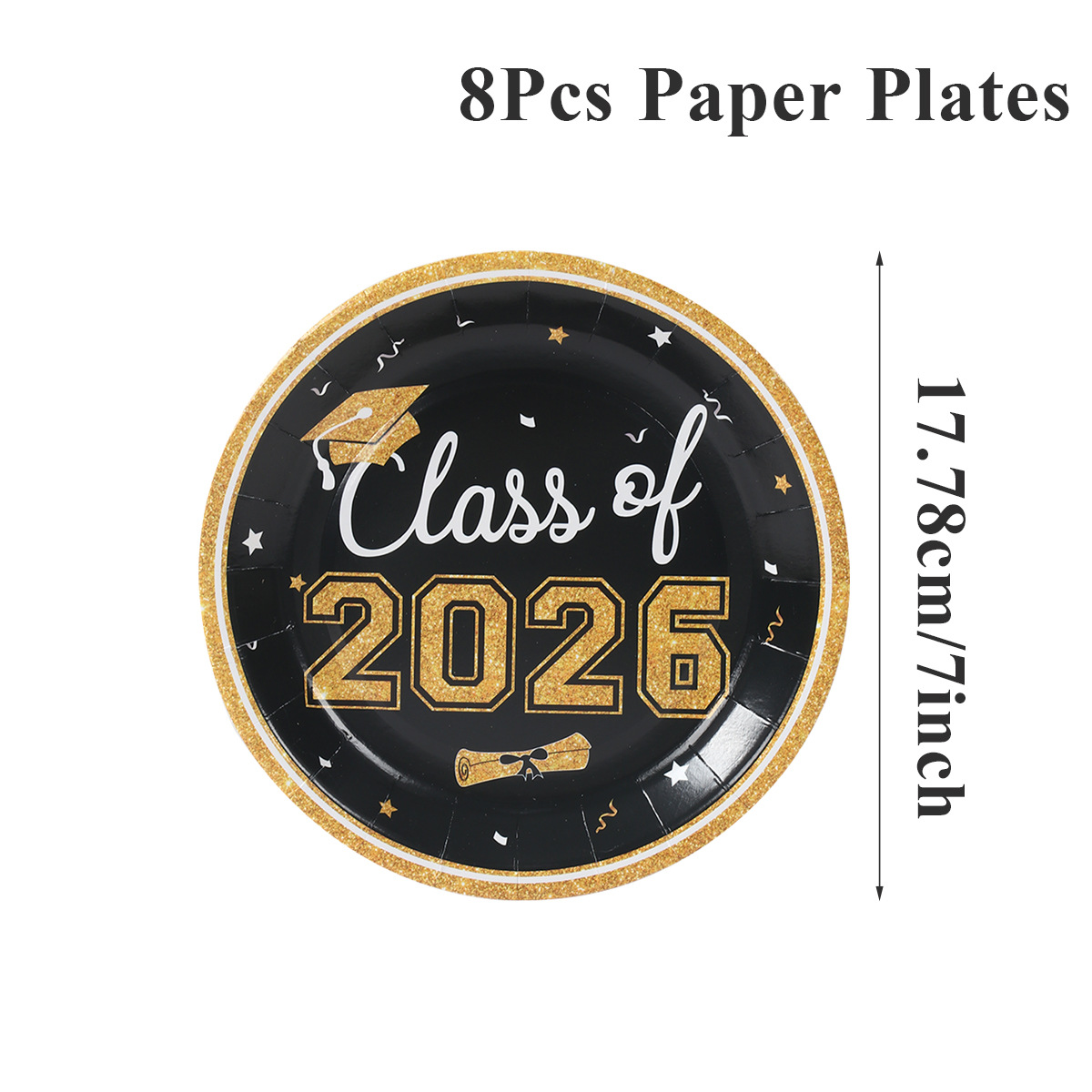 Platos de papel negros de 7 pulgadas, 8 unidades