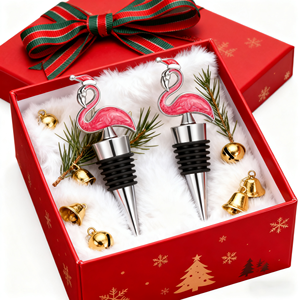 Tapón en forma <span class=keywords><strong>de</strong></span> flamenco <span class=keywords><strong>con</strong></span> sombrero <span class=keywords><strong>de</strong></span> Papá Noel, tapón <span class=keywords><strong>de</strong></span> <span class=keywords><strong>vino</strong></span> <span class=keywords><strong>de</strong></span> Metal, accesorios para el hogar, accesorios para <span class=keywords><strong>manualidades</strong></span>, <span class=keywords><strong>tapones</strong></span> para botellas <span class=keywords><strong>de</strong></span> vacío para Navidad - Product Image 5