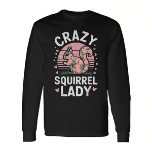 T-shirt a maniche lunghe Crazy Squirrel Lady con design per amanti degli animali, vestibilità unisex - Product Image 2