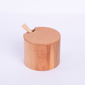 Excellent Class Premium Bulk Mini Seasoning Box <b>Kitchen</b> <b>Storage</b> With Spoon 8cm Wooden Spice Jar - Product Image 3