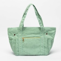 Sac fourre-tout en velours côtelé pour femme, grande capacité, fermeture éclair, rangement multi-poches, bandoulière, texture velours côtelé, pour le travail et le quotidien