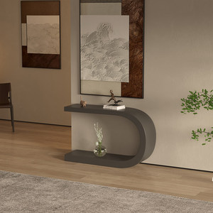 Modern Italian-style Creamy Tone Metal Entryway <b>Console</b> Table Artistic Luxury High-End Storage Shelf Living Room Furniture - Product Image 2
