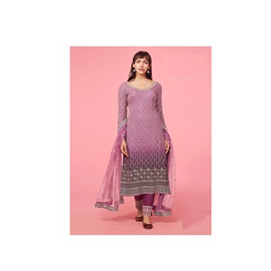 Pesado Santoon seda bordado encaje trabajo Salwar traje para mujer ropa de fiesta a granel precio de proveedor indio - Product Image 1
