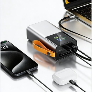<span class=keywords><strong>Chargeur</strong></span> de batterie <span class=keywords><strong>portable</strong></span> rapide PD 165W 30000mAh avec câble USB-C intégré, batterie externe pour <span class=keywords><strong>Macbook</strong></span> et téléphone avec lumière LED et cordon - Product Image 1