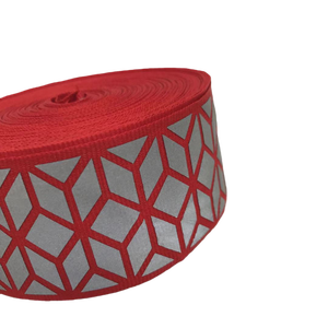 Nastro in Poliestere Riflettente Termico Rosso a Rombi Solido per Sicurezza Stradale, Luminoso al Buio, per Abbigliamento Outdoor, Produzione Industriale - Product Image 5