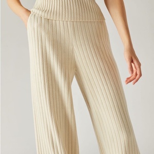 Pantaloni personalizzati 100% cotone Cashmere cotone maglia <span class=keywords><strong>a</strong></span> coste da donna abbigliamento invernale Casual donna maglia dritta allentata - Product Image 5