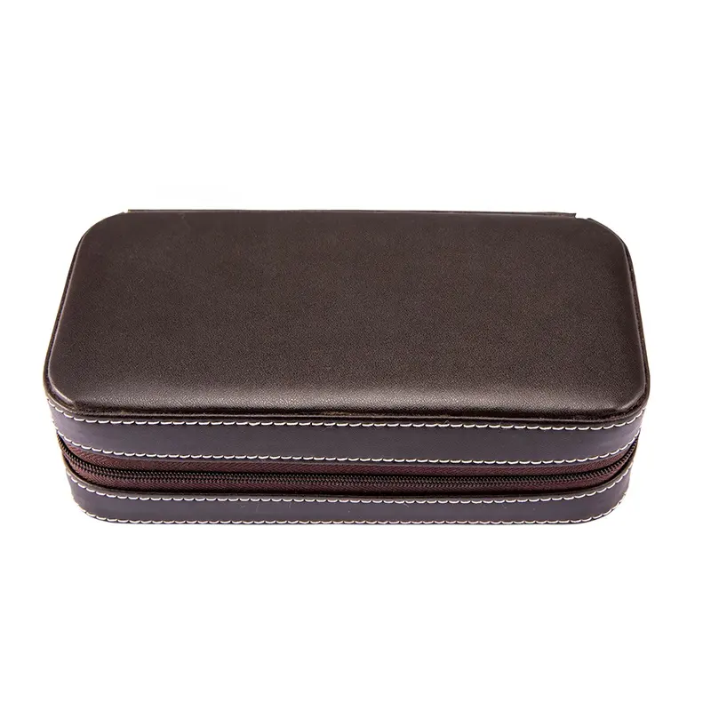 Özel yapılmış kahverengi renk PU deri cüzdan çanta Zip ile dikdörtgen şekli küçük eşyalar saklama çantası kutusu