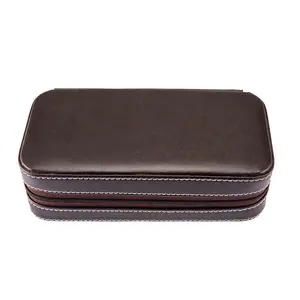 कस्टम मेड भूरे रंग पु चमड़े बटुआ पर्स ज़िप के साथ आयताकार आकार छोटे आइटम भंडारण बैग बॉक्स