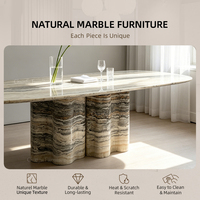 Table à manger ronde moderne convertible en travertin vert Panda, base en pierre intégrée, table de salle à manger de luxe style farmhouse pour hôtel et villa