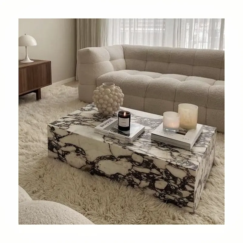 SHIHUI Stone Furniture Purple Coffee Table Low Plinth Marble Living Room Luxury Natural Customized Calacatta Violet Coffee Table