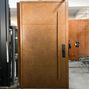 Porta d'Ingresso Minimalista in <span class=keywords><strong>Acciaio</strong></span> con Maniglia Lunga in Bronzo e Serratura Intelligente, Porta Esterna Contemporanea in Alluminio per Villa - Product Image 5