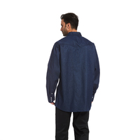 Chemise de Travail Classique en Jean FR pour Hommes, Coton de Poids Moyen Ignifuge, Protection pour le Soudage