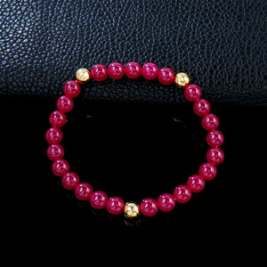 Elegant Red Ruby <b>Beaded</b> Bracelet 925 <b>Silver</b> Gold Accent Ladies Daily Jewelry-V - Product Image 4