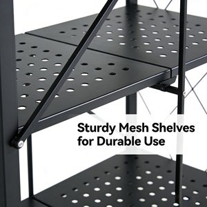 Étagère de rangement sur pied personnalisable en métal noir thermolaqué pour la maison et la <span class=keywords><strong>cuisine</strong></span>, 5 niveaux, pliable - Product Image 5