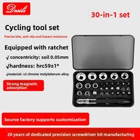 Kit de tournevis à cliquet magnétique portable 30 pièces, double entraînement, double tête, mini-embouts pour VTT et vélo de route