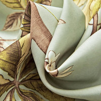 Tela de Cortina Estampada 100% Poliéster, Diseño de Hojas Botánicas, Verde Salvia, Tela para Cortinas al por Mayor