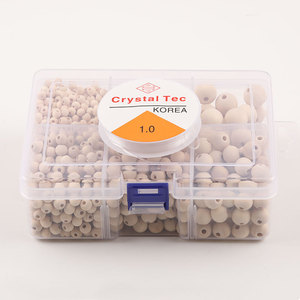 Natural Wood <b>Bead</b> <b>Set</b> Multi Size Round <b>Beads</b> For Bracelet Making DIY Craft Supplies 100Pcs Box - Product Image 3