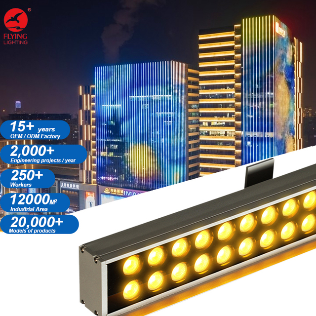 Professional Grade IP65 Waterproof Aluminum Alloy LED Wall Washers Linear Lights High CRI 90 for Building Facade Lighting Design