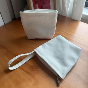 Pochette zippée portable en toile de coton naturel personnalisable, sac de rangement DIY pour cosmétiques et papeterie, idéal pour cadeaux de fête et trousse de maquillage de voyage - Product Image 2