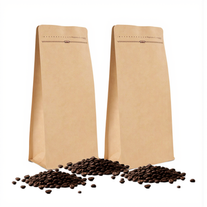 Bolsas Kraft Stand up Bolsas de papel de aluminio Cremallera Sello superior Embalaje de grado alimenticio Reciclable Marrón con válvula Bolsa de papel para café - Product Image 2