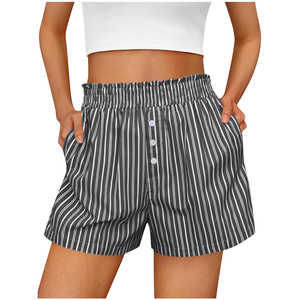 RTS 2026 <strong>for</strong> Spring/Summer Cross-Border New Best-Selling <strong>Womens</strong> Striped Button Fly Casual Polyester Commuter <strong>Shorts</strong> - Product Image 3