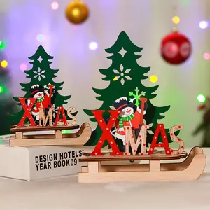 Decorazione natalizia in legno per la casa ciondolo albero di natale ornamenti in legno di natale Navidad capodanno 2021 festa piccolo regalo neve