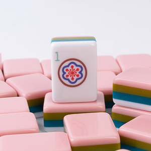 Tuiles de Mahjong Américain en Acrylique Style Perle Rose, Finition Polie à la Main, Ensemble de Sac de Rangement en Cristal Haut de Gamme, Cadeau pour la Maison - Product Image 4