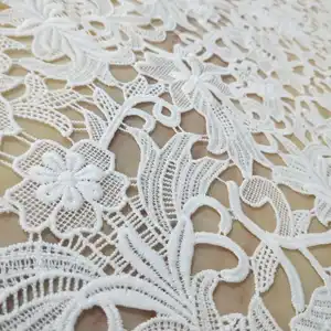 Tissu de dentelle en soie blanche, motifs floraux, 2022