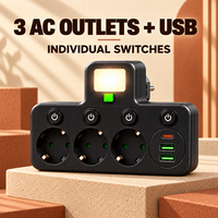 Adaptateur multi-prises industriel OEM personnalisé avec ports de charge USB et interrupteurs individuels marche/arrêt 10A pour la maison et les voyages