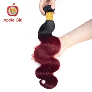 Ombre Body Wave Hair Bundles 1B/99j Burgundy Two Tone Mink Brazilian Human Hair Weave Bundles Apple Girl Virgin Unprocessed Hair